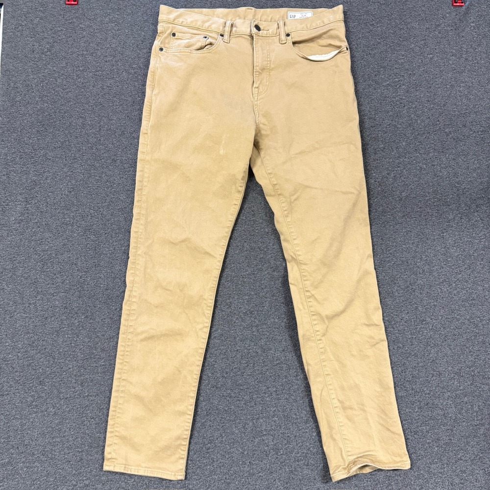 Modern Gap Slim GapFlex Pants Mens 34x34 Tan Good Khaki Chino Trousers Stretch